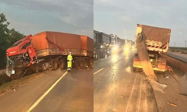 Colisão entre 3 carretas na BR-163 deixa um motorista ferido em Sorriso