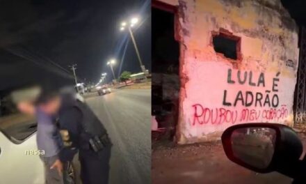 Professor é flagrado pela PM pichando muro: “Lula é Ladrão roubou meu coração”